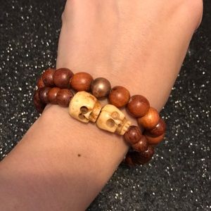 Broken gypsy wood skull bracelets